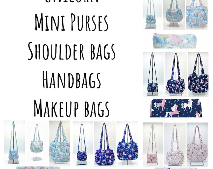 Featured listing image: Enchanted Unicorn Collection - Handmade Magic Bags for Dreamers, Practical & Playful, USA-Made Cotton Fabric, Durable - Versatile