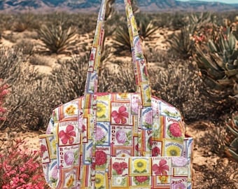 Serene Garden-Themed Purse & Makeup Bag Set, Floral Print Zippered Bag Duo, Handcrafted in USA