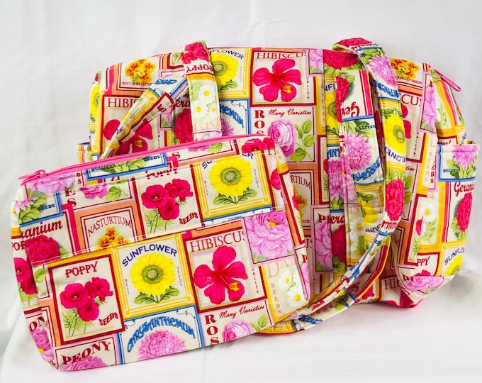 Featured listing image: Handmade Zippered Handbag/Purse "Seed Packets"