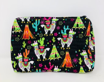 Handmade Makeup/Accessories Bag  “Llamas”