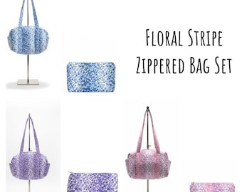 Timeless Floral Elegance: Handcrafted Purse & Makeup Bag Set