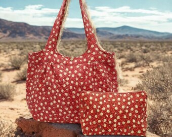Red Daisy Handbag Set