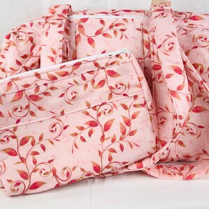 Handgemaakte handtas/portemonnee met ritssluiting &quot;Pink Vines&quot;
