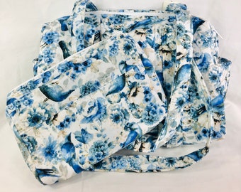 Handmade Zippered Handbag/Purse "Bluebird"