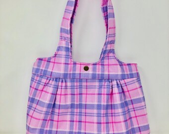 Handmade Shoulder Bag “Pink Plaid”