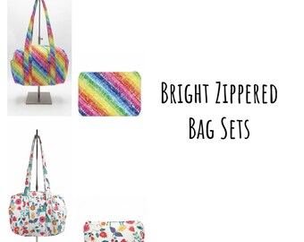 Vibrant Purse & Makeup Bag Set - Bright Colored Handcrafted Duo for Bold Fashion Statements