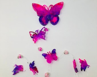Pink/Purple Multi Butterfly Resin Suncatcher 24"