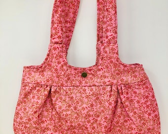 Handmade Shoulder Bag “Pink And Gold Vines”