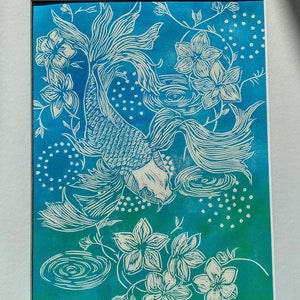 Koi Waterworld - Handprinted Block Print