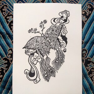 Butterfly - Mysteries of the Skies series - Linoprint