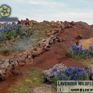 Lawendowe kwiaty polne 4 mm Statyczne kępki trawy – samoprzylepny teren Wargaming Flock do podstawek, dioram, miniatur