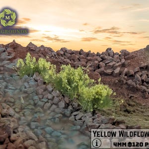 Yellow Wildflower 4mm Static Grass Tufts – Self-Adhesive Wargaming Terrain Flock for Bases, Dioramas, Miniatures