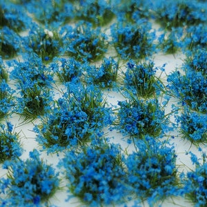 Self Adhesive Static Grass Tufts for Wargaming Terrain/Bases - Blue Wildflowers- 4mm