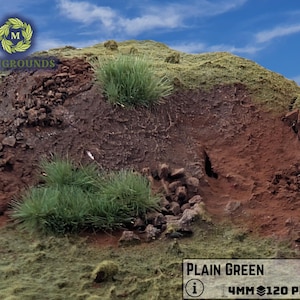 Plain Green 4mm Static Grass Tufts – Self-Adhesive Wargaming Terrain Flock for Bases, Dioramas, Miniatures
