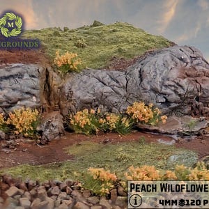 Peach Wildflowers 4mm Static Grass Tufts – Self-Adhesive Wargaming Terrain Flock for Bases, Dioramas, Miniatures