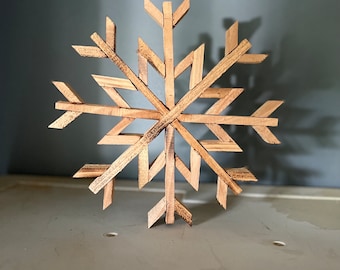 FF-110 10" JAVI "Let it Snowflake" Oversize Rustic Wooden Cedar Snowflake