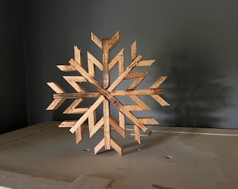 FF-108 8” JAVI "Let it Snowflake" Oversize Rustic Wooden Cedar Snowflake