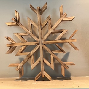 FF-120 Celebrate the Season with Unique Cedar Snowflakes!  12&quot; JAVI Oversize Rustic Wooden Cedar &quot;Let it Snowflake&quot;, snowflake.