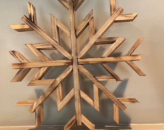 FF-112 12" JAVI "Let it Snowflake" Oversize Rustic Wooden Cedar Snowflake