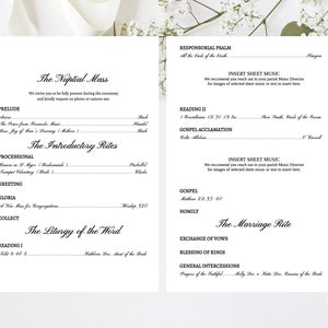Catholic Wedding Program (full Mass); Wedding Program Template; Wedding ...