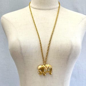 Vintage Kenneth J Lane KJL for Avon Elephant Gold Brooch & Pendant w/ Rope Chain