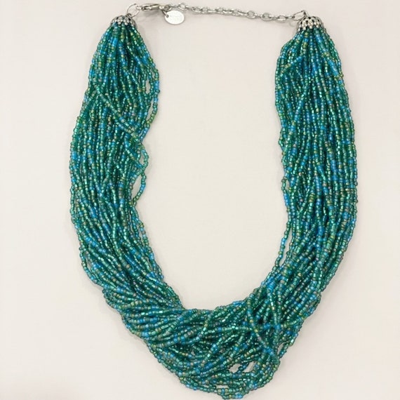 Y2K Icing Teal blue/green glass bead multi strand 