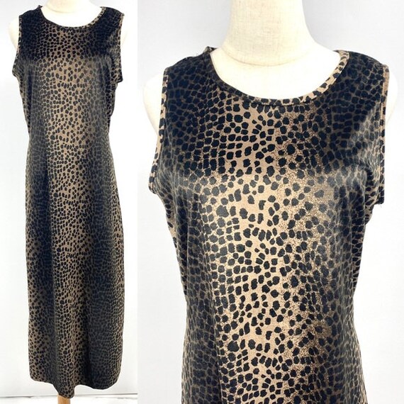 Retro 90s leopard dot velour sleeveless maxi dres… - image 6