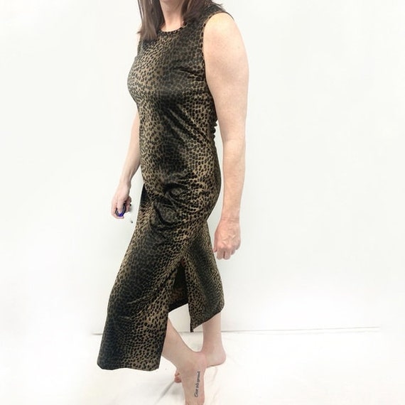 Retro 90s leopard dot velour sleeveless maxi dres… - image 3