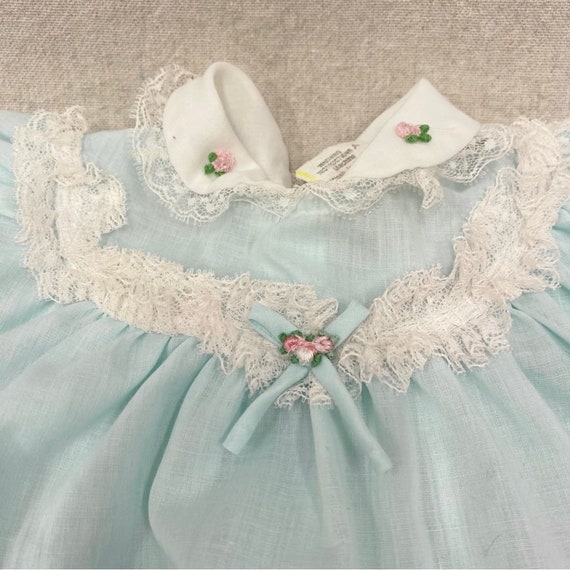 Vintage 80s Ruffled Peter Pan Collar Baby Dress &… - image 3