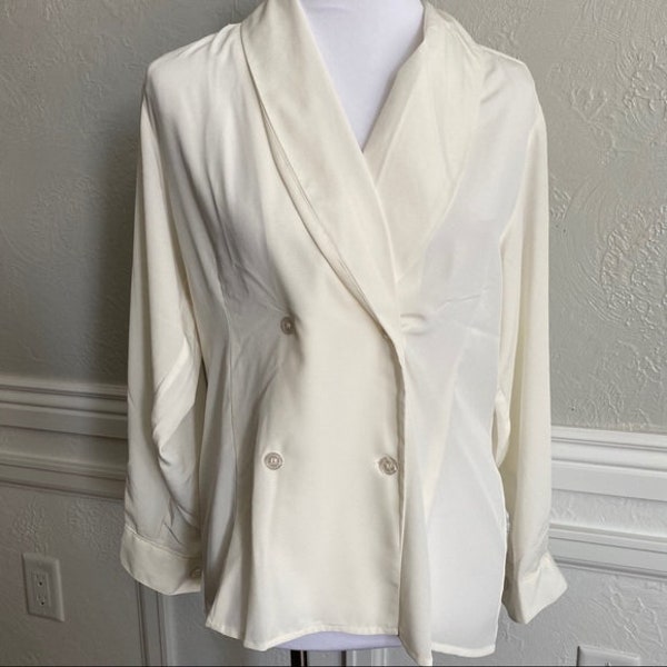 Vintage J G Hook ivory double breasted button up blouse size 10