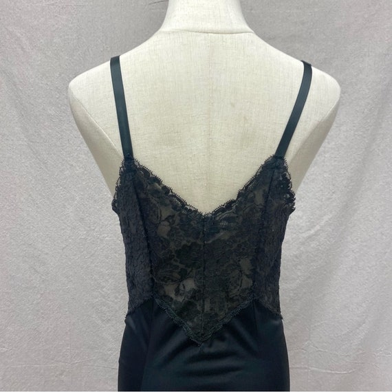 Vintage Pandora Lingerie black lace panel nylon s… - image 5