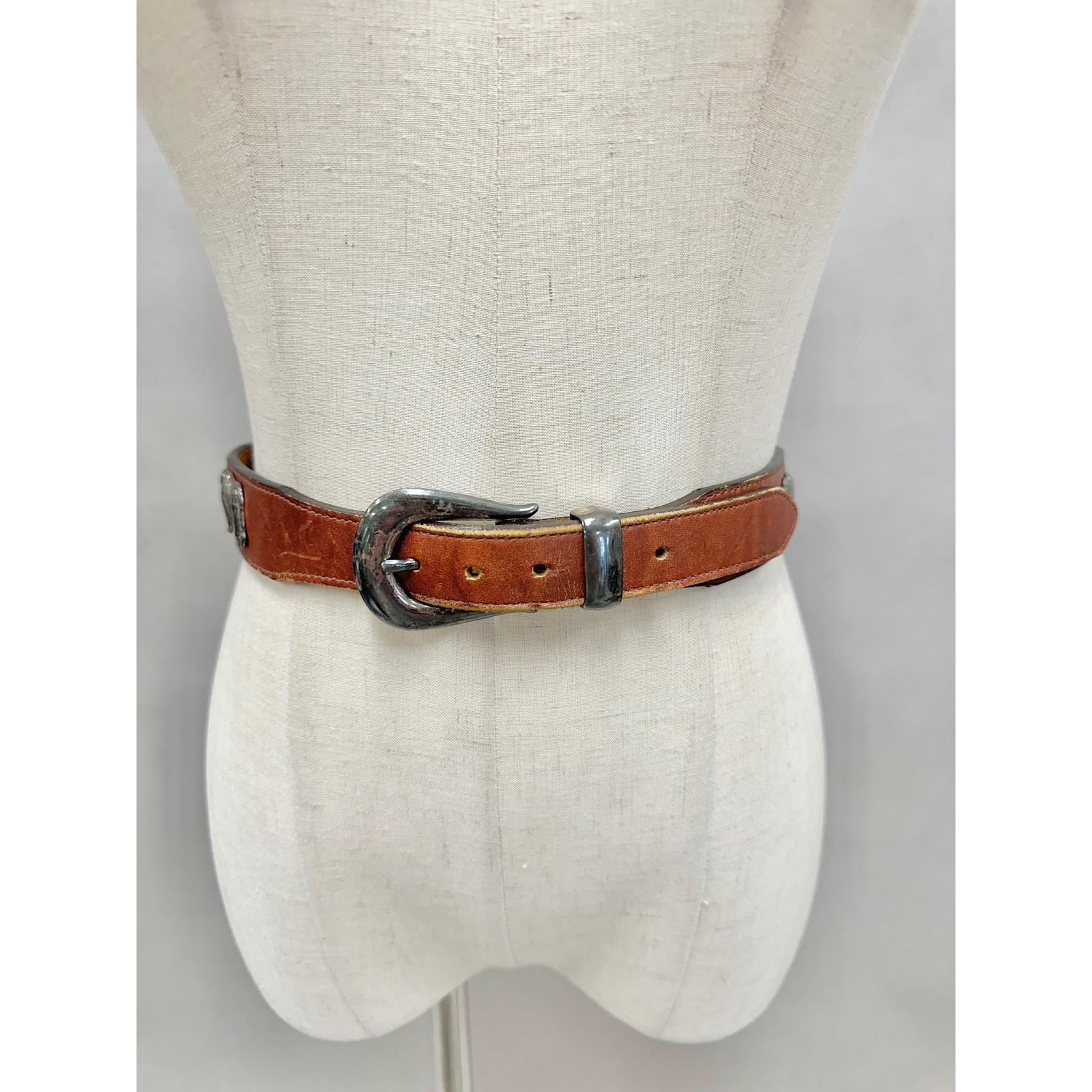 CONCHO BELT  2 for 1!! Reversible: Silver or animal-print embossed leather. OSFM Animals Hand Carved Vintage Native American Navajo Sterling  main image 4