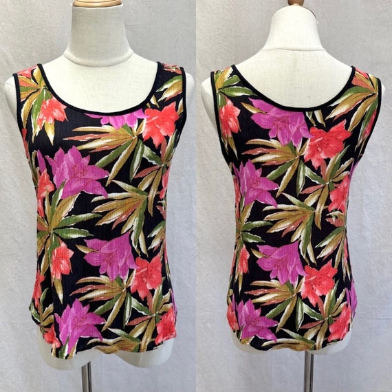 Vintage 90s tropical tiki crinkle short and tank … - image 4