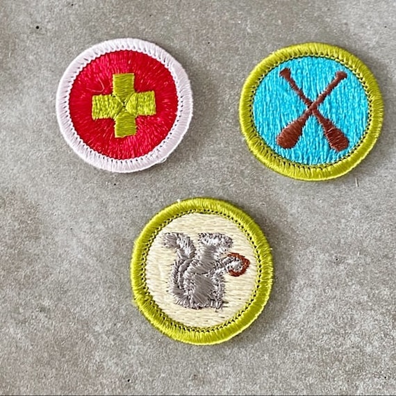 Lot of 3 vintage Boy Scouts unused merit badge pa… - image 1