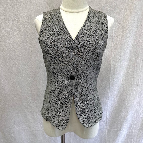 Ann Taylor vintage 90s floral print 2 button vest… - image 1