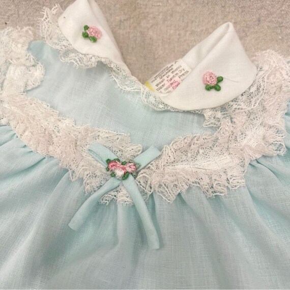 Vintage 80s Ruffled Peter Pan Collar Baby Dress &… - image 5