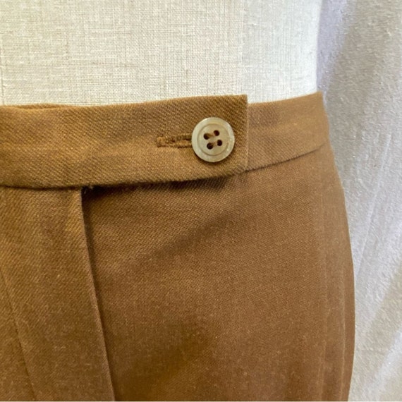 Vintage Harvé Bernard brown wool pleat lined trou… - image 4