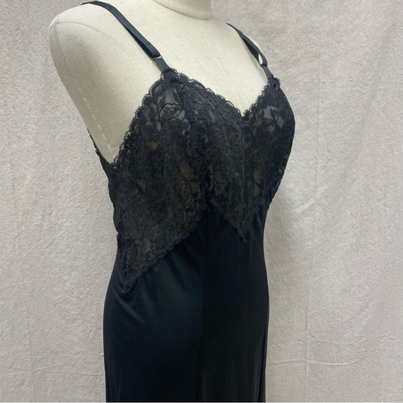 Vintage Pandora Lingerie black lace panel nylon s… - image 8