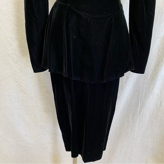 Scott McClintock vintage 80s black velvet peplum … - image 3