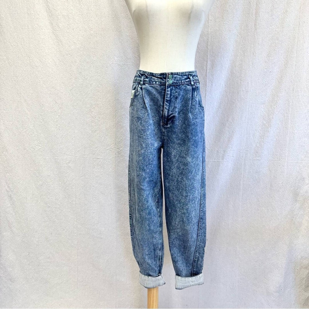 Bugle Boy Vintage 80s Pleated Carrot Medium Stonewashed Mom Cuffed