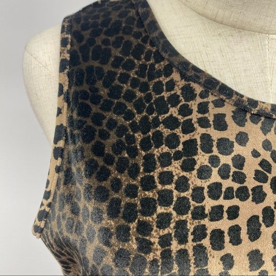 Retro 90s leopard dot velour sleeveless maxi dres… - image 8