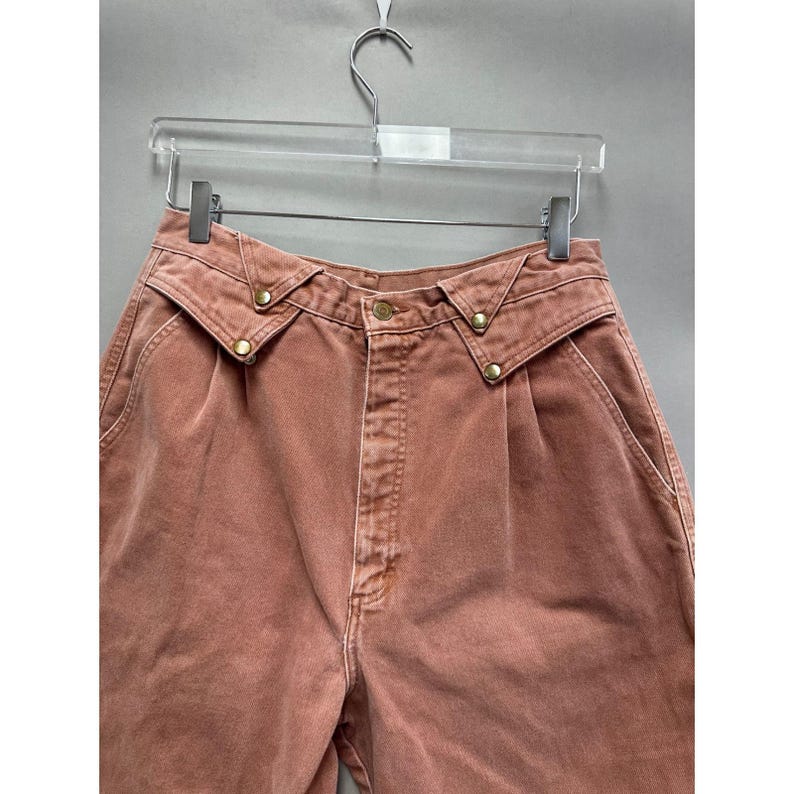 Wrangler Vintage 90s Denim Rose V-Waist Pleated Front Jeans Frayed Hem Size 12 image 10