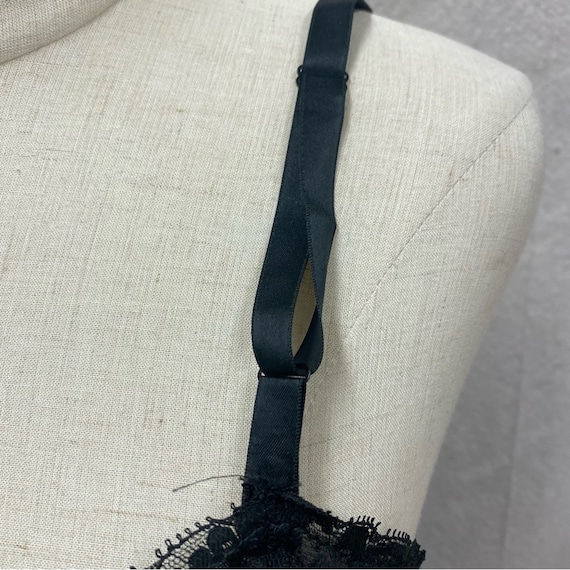 Vintage Pandora Lingerie black lace panel nylon s… - image 2