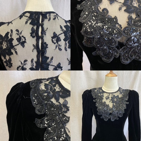 Scott McClintock vintage 80s black velvet peplum … - image 10