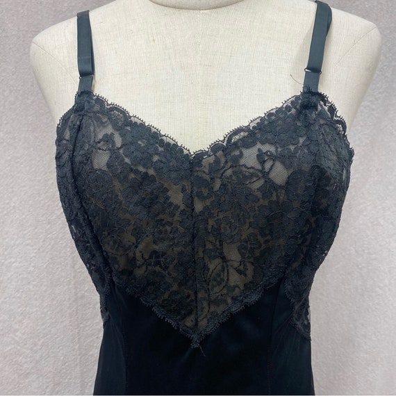 Vintage Pandora Lingerie black lace panel nylon s… - image 4