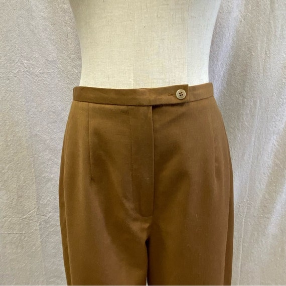 Vintage Harvé Bernard brown wool pleat lined trou… - image 8