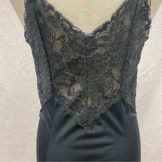 Vintage Pandora Lingerie black lace panel nylon s… - image 3