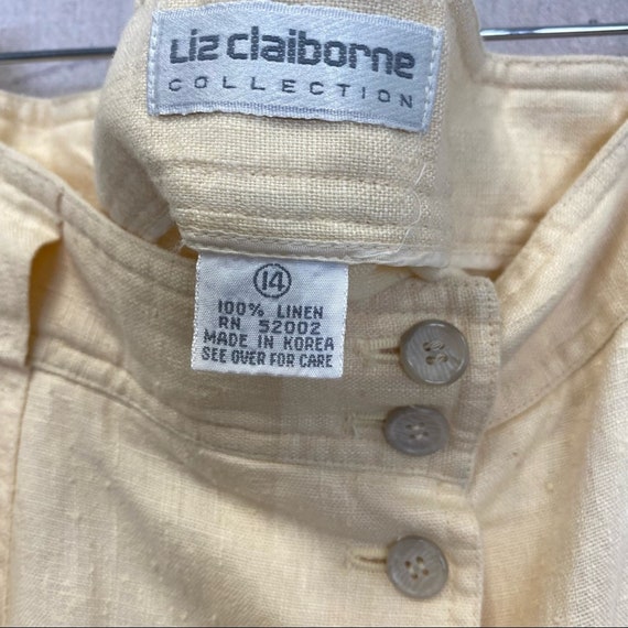 Vintage 90s Liz Claiborne Collection yellow linen… - image 7
