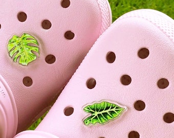 Houseplant Leaf Croc Charms: Alocasia & Monstera Shoe Jewelry