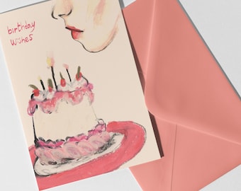 Birthday Cake Card: Illustrated Happy Birthday Wishes